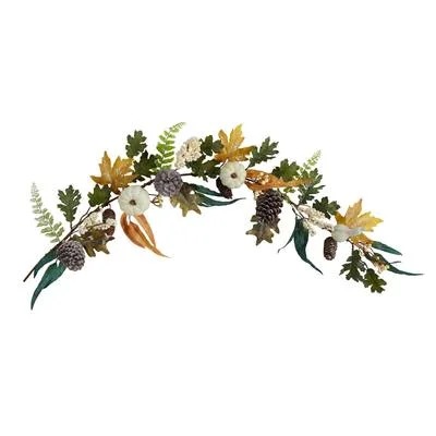 Christmas Red Stockings 4'White Pumpkin, Pinecones and Berries Artificial Autumn Garland Christmas Red Stockings 4'White Pumpkin, Pinecones and Berries Artificial Autumn Garland