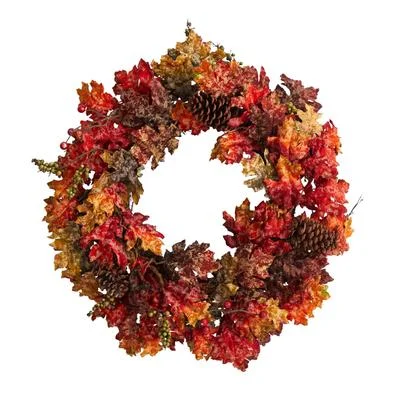Christmas Star Decorations 24" Autumn Maple, Berries and Pinecone Fall Artificial Wreath Christmas Star Decorations 24" Autumn Maple, Berries and Pinecone Fall Artificial Wreath