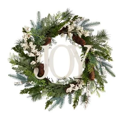 Christmas Tree 24" Christmas Joy Greenery Holiday Artificial Wreath