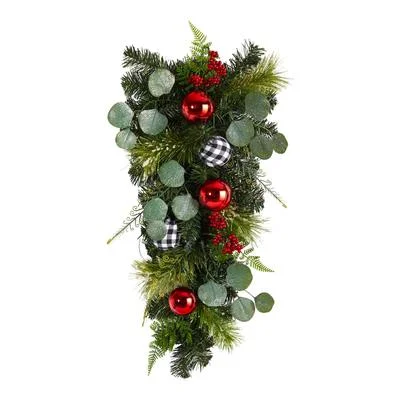 Christmas Snow Angels 26" Holiday Christmas Greenery Ornament Artificial Swag