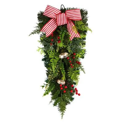 Christmas Jolly Vibes 26" Holiday Christmas Bells and Bow Artificial Swag