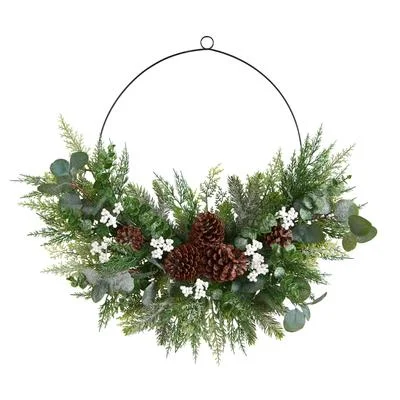Christmas Classic Music 28" Christmas Pine, Eucalyptus, and Berries Metal Circlet Artificial Wreath Christmas Classic Music 28" Christmas Pine, Eucalyptus, and Berries Metal Circlet Artificial Wreath