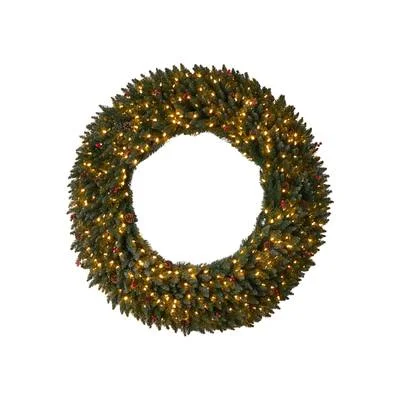 Christmas Candy Gift 5'Large Flocked Artificial Christmas Wreath with Pinecones, Berries, 400 Clear LED Lights and 820 Bendable Branches Christmas Candy Gift 5'Large Flocked Artificial Christmas Wreath with Pinecones, Berries, 400 Clear LED Lights and 820 Bendable Branches