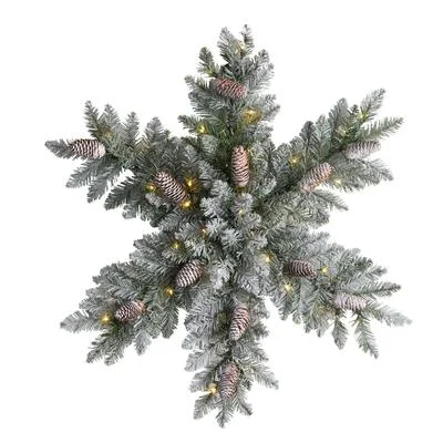 Christmas Cinnamon Rolls 30" Pre-Lit Flocked Snowflake Artificial Dunhill Fir Wreath with Pinecones and 40 LED Lights Christmas Cinnamon Rolls 30" Pre-Lit Flocked Snowflake Artificial Dunhill Fir Wreath with Pinecones and 40 LED Lights