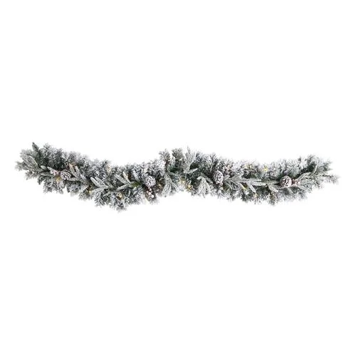 Christmas Candy Canes 6'Flocked Artificial Christmas Garland with Pine Cones and 35 Warm White LED Lights Christmas Candy Canes 6'Flocked Artificial Christmas Garland with Pine Cones and 35 Warm White LED Lights