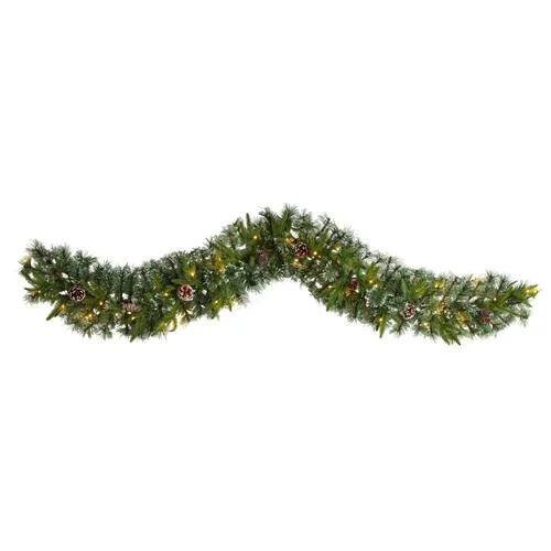 Christmas DIY Crafts 6'Snow Tipped Christmas Artificial Garland with 35 Clear LED Lights and Pine Cones Christmas DIY Crafts 6'Snow Tipped Christmas Artificial Garland with 35 Clear LED Lights and Pine Cones