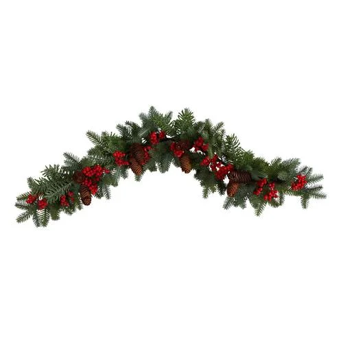 Christmas Tree Toppers 40" Pines, Red Berries and Pinecones Artificial Christmas Garland Christmas Tree Toppers 40" Pines, Red Berries and Pinecones Artificial Christmas Garland