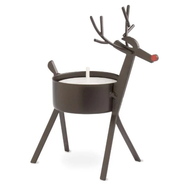 Christmas Jolly Time Reindeer Tealight Candle Holder