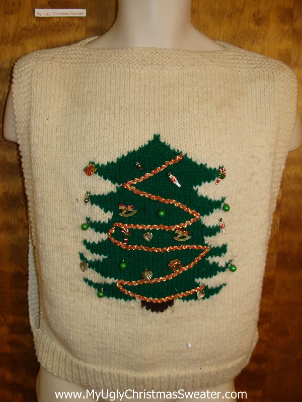 Christmas Table Setup Retro Hipster Open Sides Christmas Sweater Vest