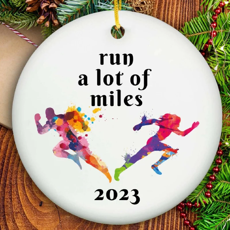 Christmas Holiday Spirit Run a lot of Miles Ornament - Ceramic