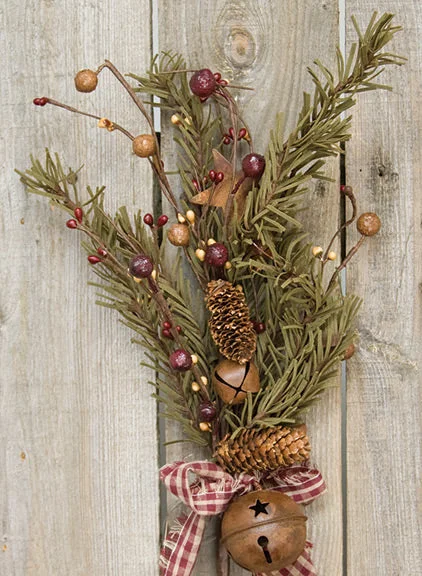 Christmas Lights Display Rustic Holiday Pine Pick, 16"