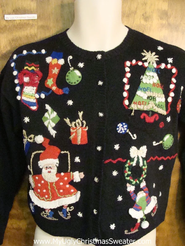 Christmas Pine Garland Santa and his Elves Delivering Presents Funny Ugly Sweater for a Christmas Party Christmas Pine Garland Santa and his Elves Delivering Presents Funny Ugly Sweater for a Christmas Party