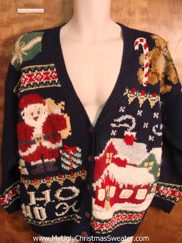 Holiday Lights Santa Delivering Presents 80s Ugly Xmas Sweater