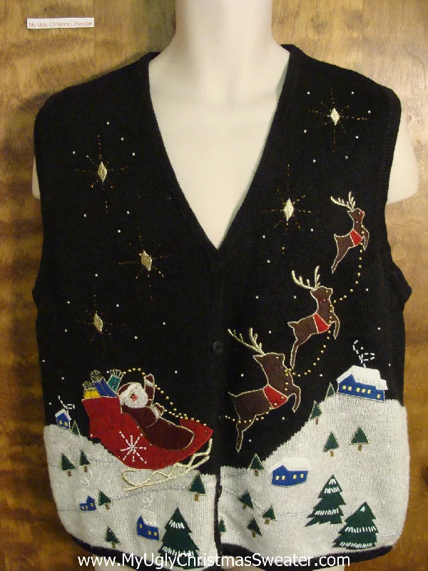 Christmas Red And Green Santa Delivering Presents Funny Ugly Sweater for a Christmas Party