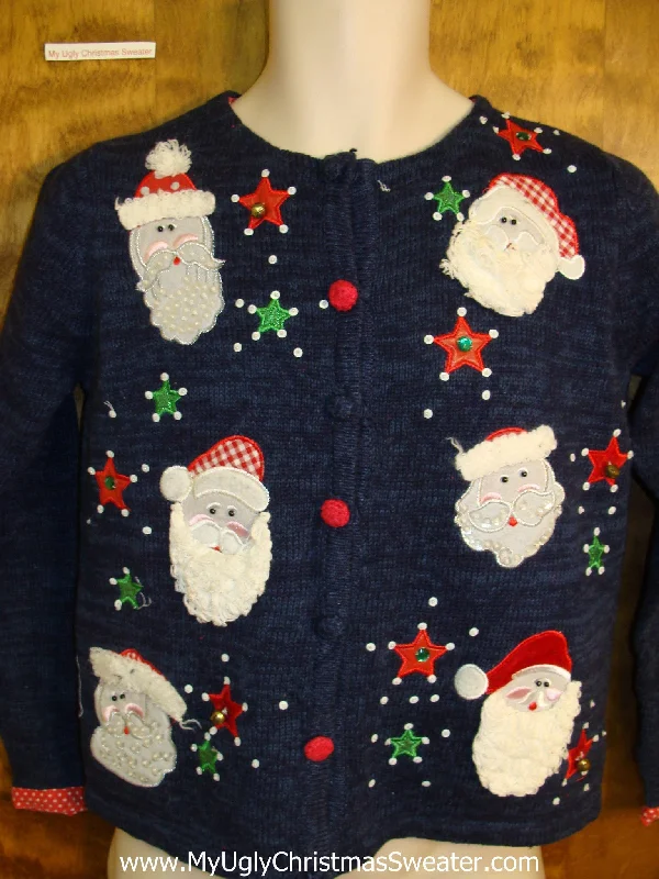 Christmas Sparkling Lights Santa Head 6pack Cute Xmas Sweater