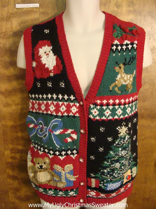 Christmas Tree Toppers Santa is Coming to Town Funny Ugly Sweater Vest for a Christmas Party