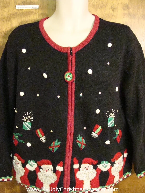 Christmas Gift Wrapping Santas Throwing Gifts Cute Xmas Sweater