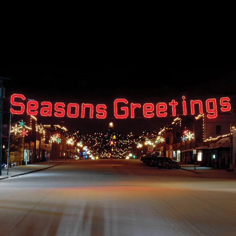 Christmas Day Seasons Greetings (Ropelight with Garland) - Red  (1112-R)