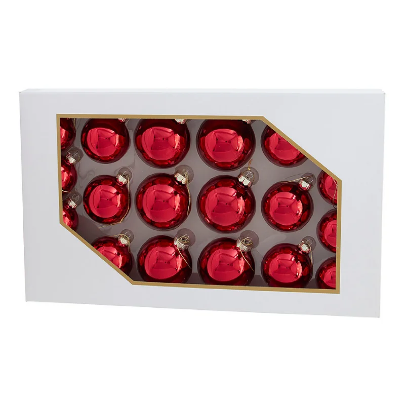 Christmas Beautiful Lights Set of 20 Glass Shiny Red Ball Ornaments