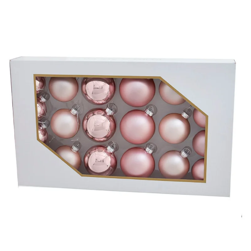 Christmas Gifting Season Set of 20 Shiny and Matte Pink Ball Ornaments