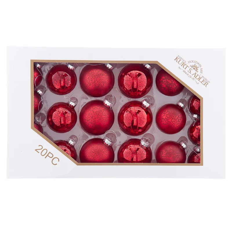 Christmas Cinnamon Scent Set of 20 Shiny and Matte Red Mercury Ball Ornaments