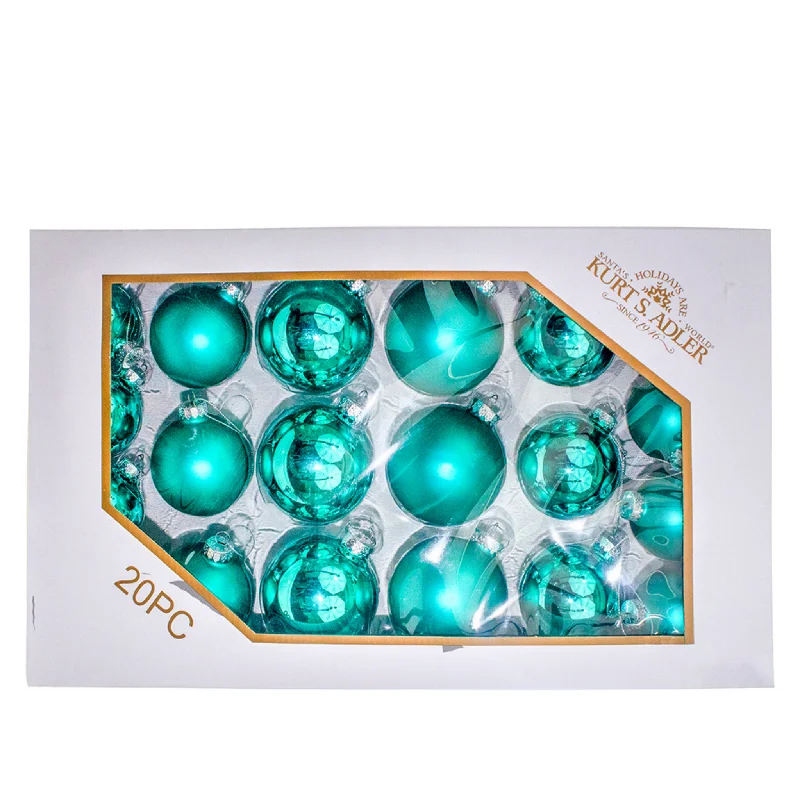 Christmas Housewarming Gifts Set of 20 Shiny and Matte Teal Mixed Ball Ornaments