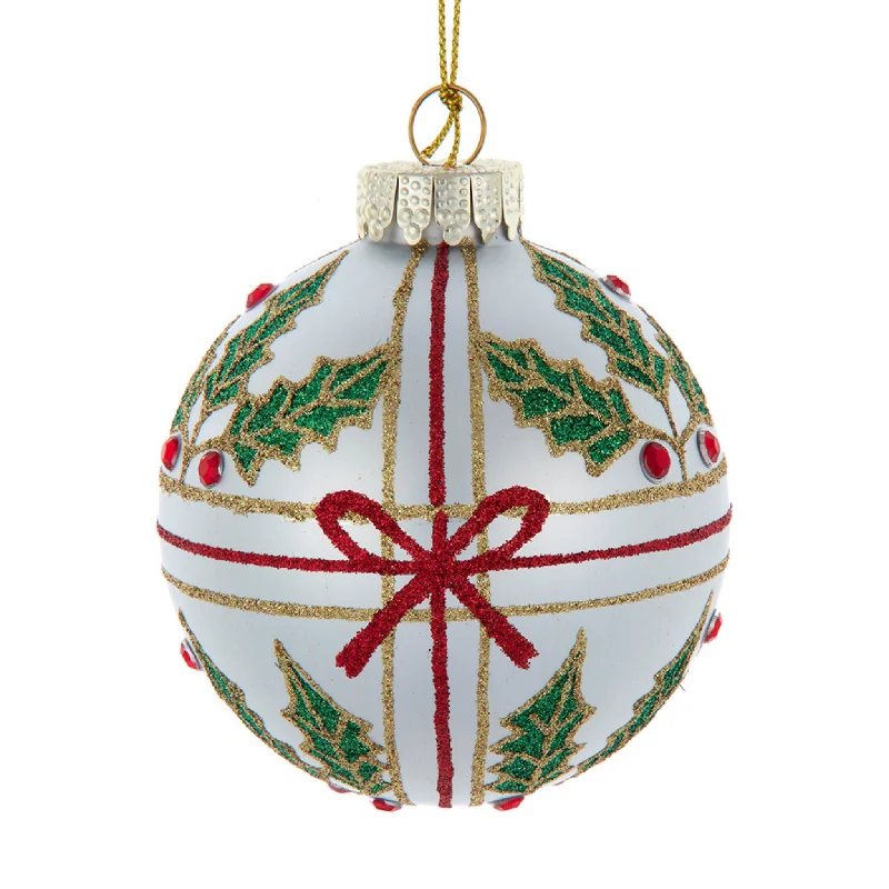 Christmas Baking Set of 6 Holly & Bow Ball Ornaments