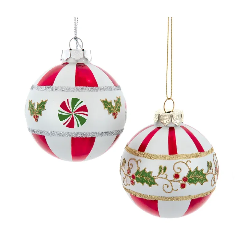 Christmas Wrapping Set of 6 Holly Leaves Ball Ornaments