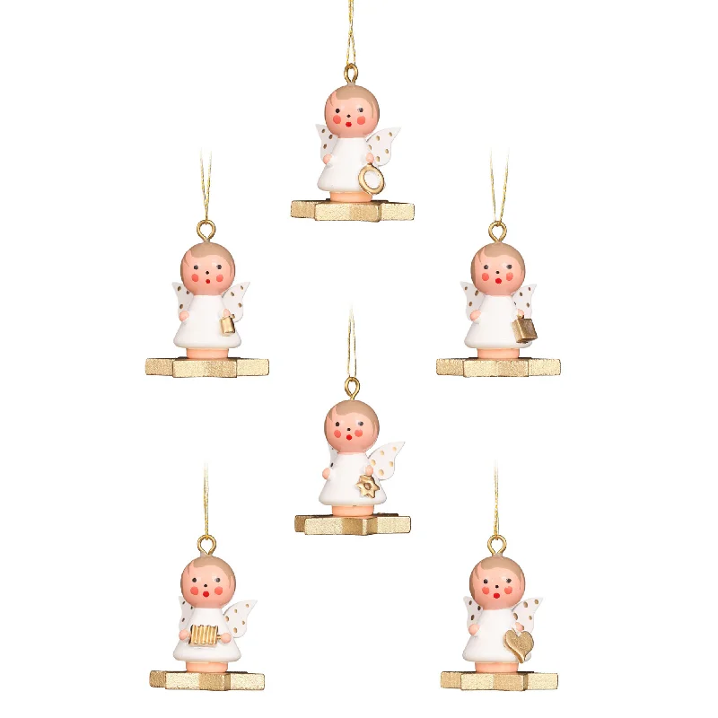 Christmas Cocoa Set of Six Christian Ulbricht Assorted Angel Christmas Ornaments