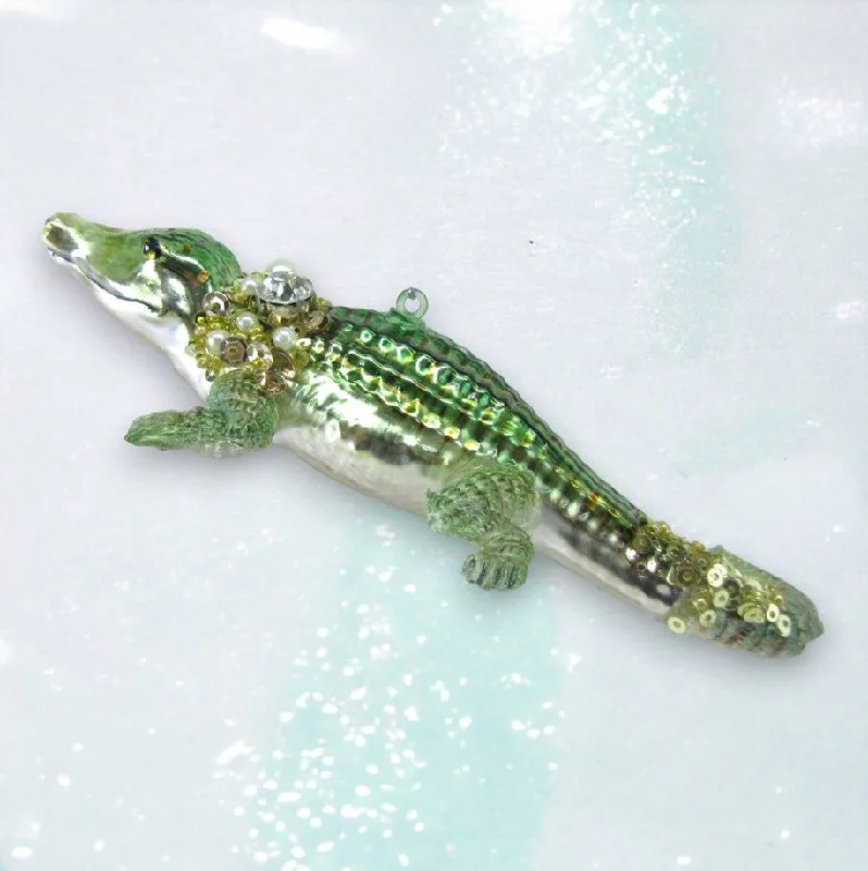 Christmas Gifting Season Shimmering Alligator Ornament