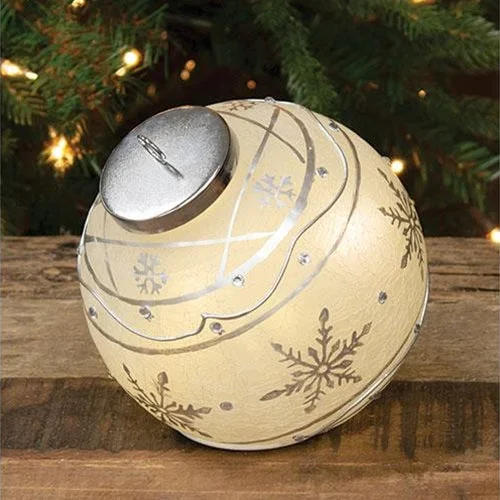 Christmas Baking Traditions Silver Snowflake Light Up Ball Ornament