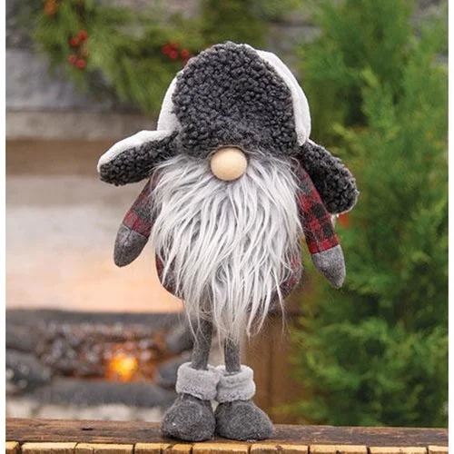 Christmas Star Small Standing Plush Red/Gray Plaid Santa Gnome