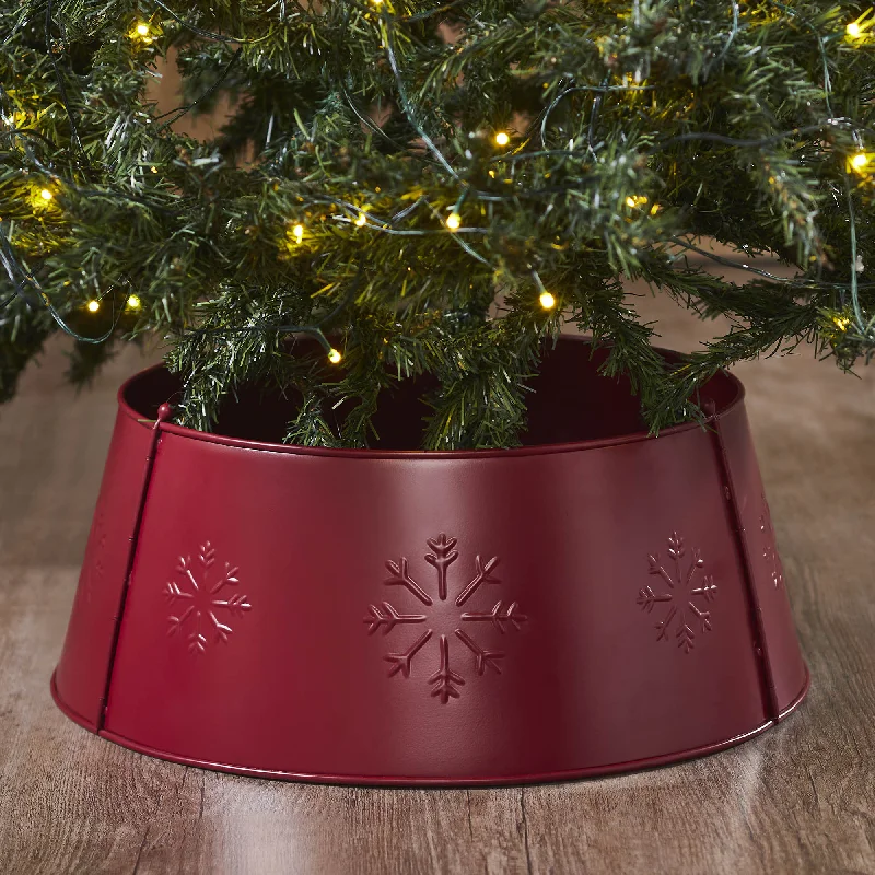 Christmas Winter Wonderland Snowflake Christmas Tree Collar Metal Burgundy 8x20x20 VHC Brands