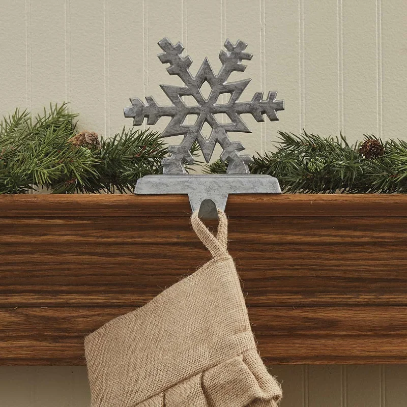 Christmas Red And Green Snowflake Stocking Hanger - Galvanized Set of 2 Park Designs