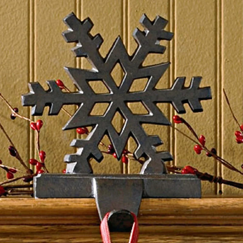 Snowy Christmas Snowflake Stocking Hanger Black - Iron Set of 2 Park Designs