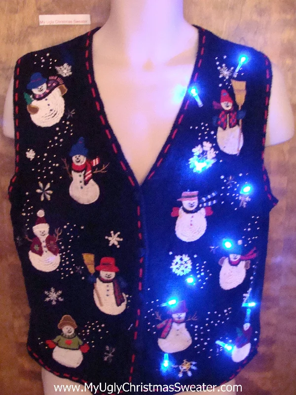Christmas Movie Night Snowman Block Party Cute Christmas Sweater Vest with Lights