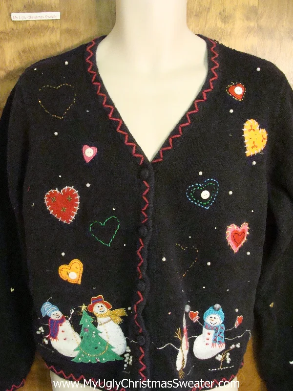Christmas Baking Snowman Family Playing in the Snow Ugly Xmas Sweater