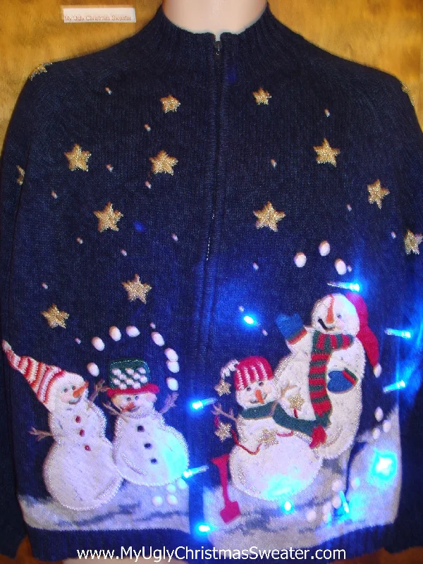 Christmas Gift Ideas Snowman Family Reunion Party Light Up Ugly Xmas Sweater