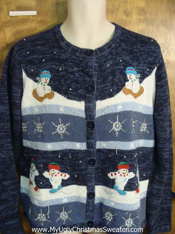 Christmas Peppermint Treats Snowman Playing in the Snow Funny Ugly Sweater for a Christmas Party Christmas Peppermint Treats Snowman Playing in the Snow Funny Ugly Sweater for a Christmas Party