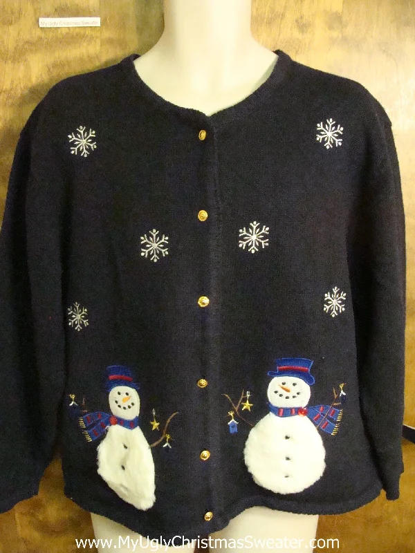 Christmas Wreath Snowman Playing in the Snow Ugly Xmas Sweater