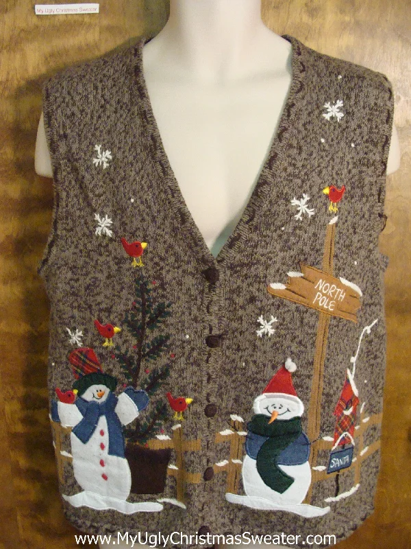 Christmas Wreath Making Snowmen at the North Pole Funny Ugly Sweater Vest for a Christmas Party Christmas Wreath Making Snowmen at the North Pole Funny Ugly Sweater Vest for a Christmas Party