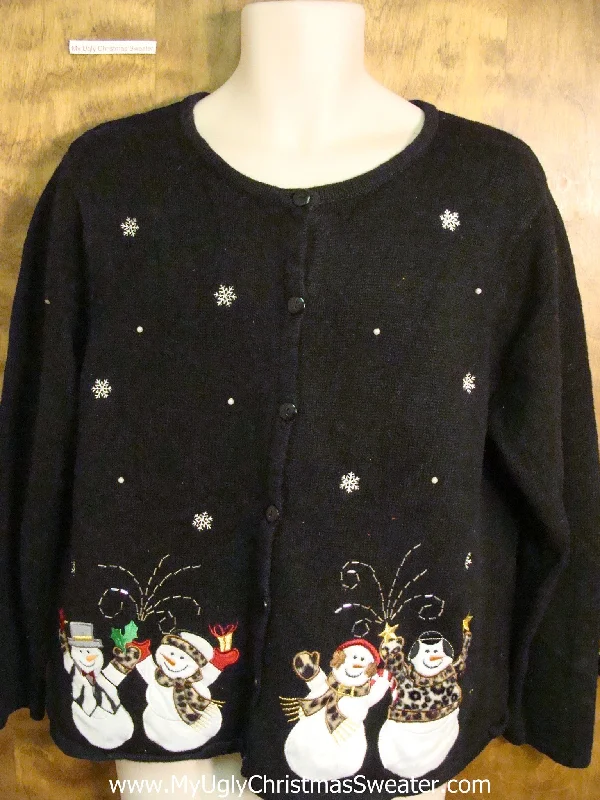 Christmas Red Stockings Snowmen Celebrating Cute Xmas Sweater