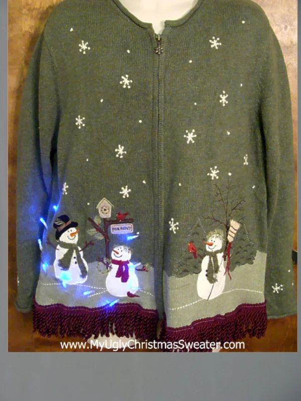 Christmas Santa Hat Snowmen Firends Themed Light Up Ugly Xmas Sweater