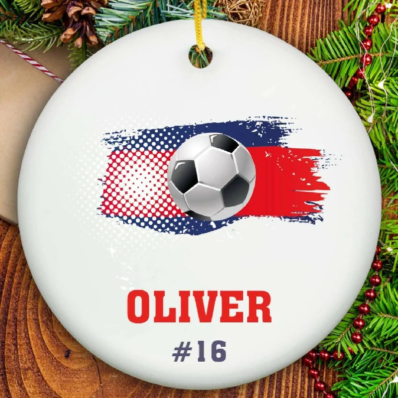 Christmas Advent Calendar Soccer Ornament - Ceramic