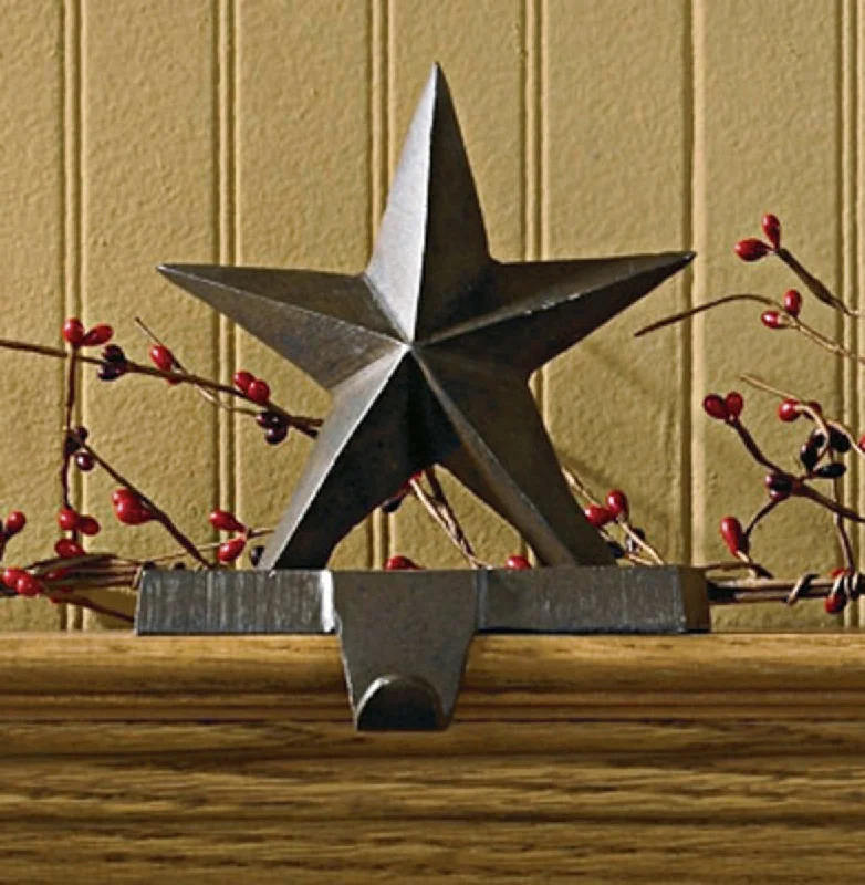 Christmas Pine Garland Star Stocking Hanger - Iron Finish Set of 2 Park Designs