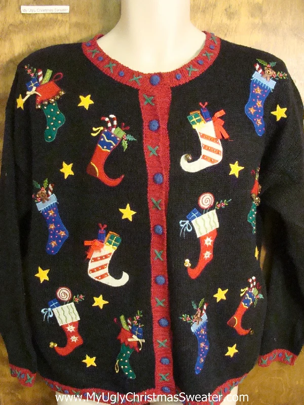 Christmas Wrapped Surprises Stuffed Stockings Festive Ugly Christmas Sweater