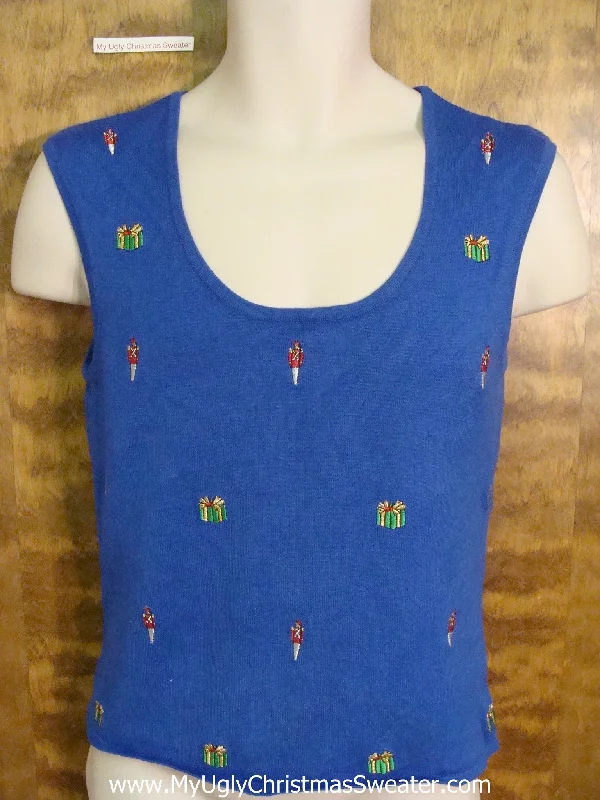 Christmas Jingle Bells Super Cute Cheap Blue Christmas Sweater Vest