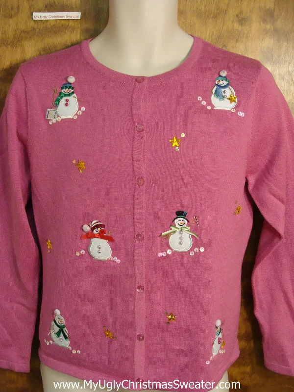 Christmas Cinnamon Scent Super Cute Pink Holiday Sweater with Sequins CHILD or XS Adult