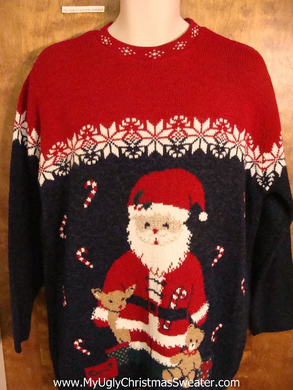 Surprised Santa 80s Ugliest Christmas Sweater Pullover