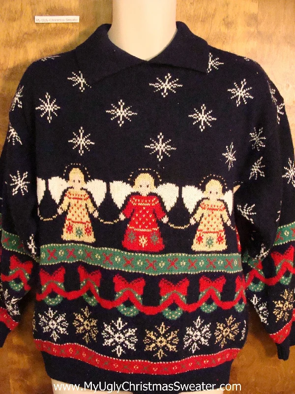 Christmas Jolly Vibes Tacky 80s Angels Cute Xmas Sweater